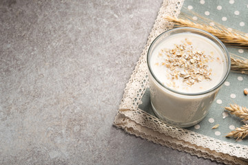A glass of lean oatmeal milk