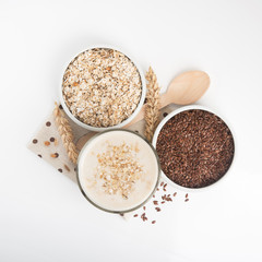 Healthy and vegan food and drink glass