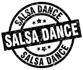 salsa dance round grunge black stamp