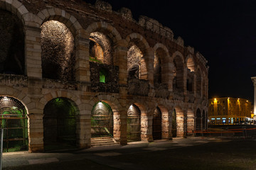 Fototapeta premium Verona, Italy – March 2019. Piazza Bra the largest piazza in Verona, Italy near to Verona Arena, originally an amphitheatre built nearly 2000 years ago