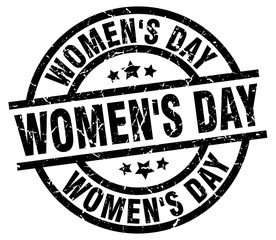 women's day round grunge black stamp