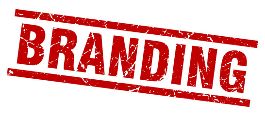 square grunge red branding stamp