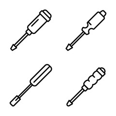 Fototapeta premium Screwdriver icons set. Outline set of screwdriver vector icons for web design isolated on white background