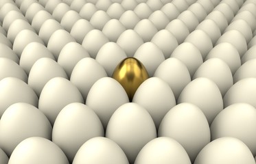 Golden Egg Standing Out From The Crowd