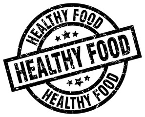 healthy food round grunge black stamp