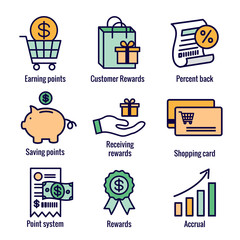 Customer Rewards Icon Set - Shopping Bag and Discount Images