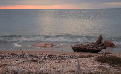Beautiful sunset on the sea.Beautiful orange sky and water