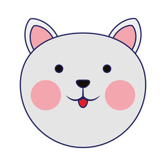 Cat cute animal head blue lines