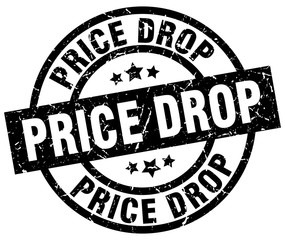 price drop round grunge black stamp