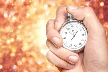 Close-up Stopwatch in Human Hand, Timer