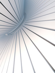 White pattern of futuristic geometric shapes surrounded by mist. Computer generated geometric illustration. 3d rendering