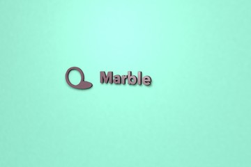 Text Marble with violet 3D illustration and light background