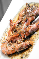 prawns sauteed with garlic herb and balsamic vinegar sauce