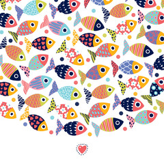 Cute postcard with decorative fish.