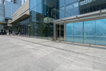 Panoramic skyline and buildings with empty concrete square floor in shenzhen,china