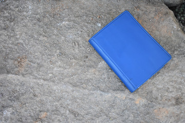 Blue notebook close-up.