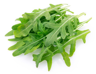 Fresh arugula on white background
