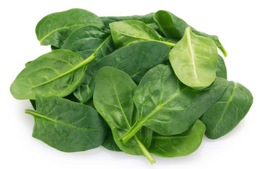 Fresh spinach on white background