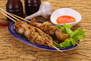 Chicken skin skewer