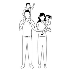 family avatar cartoon character black and white