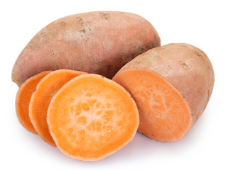 Sweet potato on white background