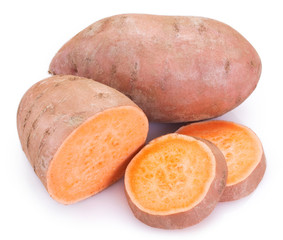 Sweet potato on white background
