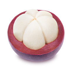 Half of mangosteen isolated on a white background.