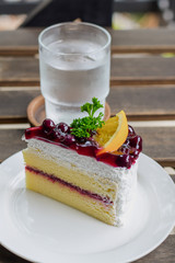 cake with cream and strawberries