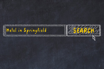 Chalk sketch of search engine. Concept of searching and booking a hotel in Springfield
