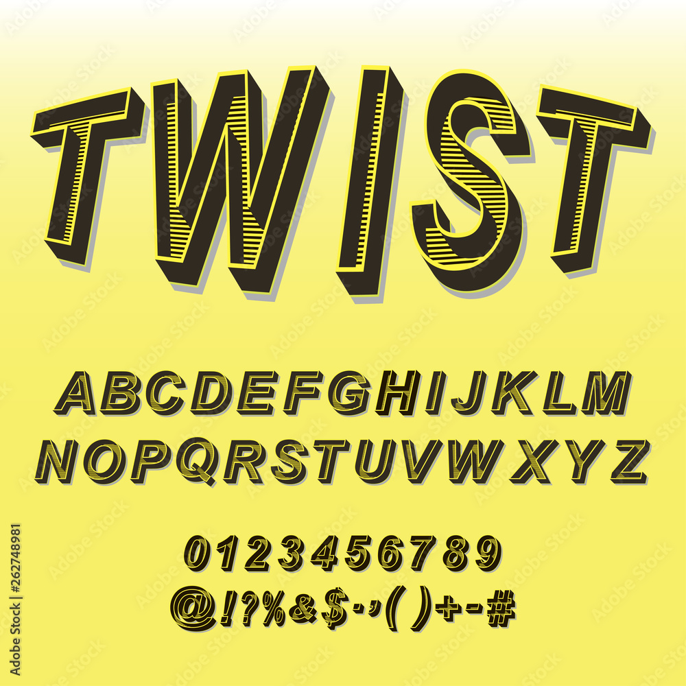 Fototapete isometric letters halftone font vector illustration. abstract alphabet typography, numbers and symbo