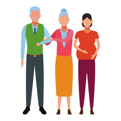 pregnant woman and elderly couple