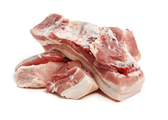 Pork belly on white background