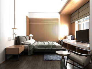 3d render of modern bedroom