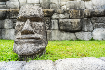 Moai simulated for tourists to take pictures And have studied because the real thing is very far
