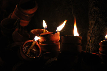 Beautiful clay lamp for worship and show respect for God