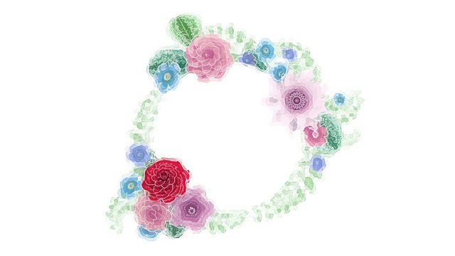 Watercolor drawing growing floral background flowers, blooming botanical circle frame, round title place, aqua colors, animation, diy project, intro, isolated on white background, ideal for title