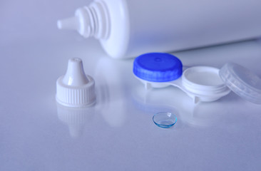 Contact lenses, ultra-wetting and comfortable wearing of contact lenses. Medicine and vision concept.