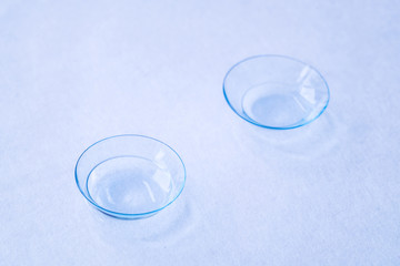 Contact lenses, ultra-wetting and comfortable wearing of contact lenses. Medicine and vision concept.