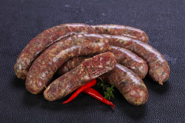 Raw lamb sausages