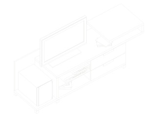 Contour nightstand with TV. Table for home appliances. Isometric view. Vector illustration