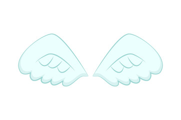 Valentines day or Christmas decor, angel wings of white feather vector. Flight and cupid or butterfly accessory, holy spirit, fantastic or mythical creature detail