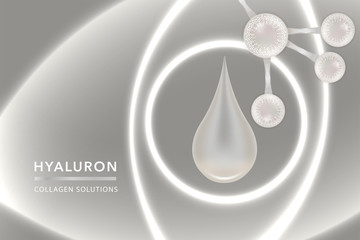 white Collagen Serum drop, cosmetic advertising background ready to use, luxury skin care ad, vector illustration.