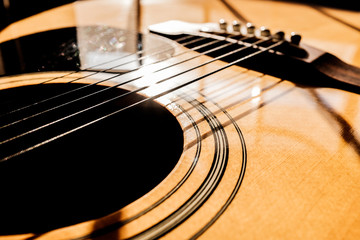 closeup of acoustic guitar