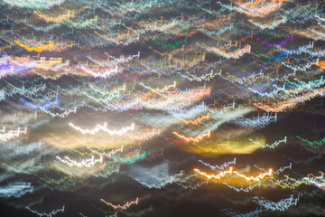 Abstract long exposure, experimental surreal photo, city and vehicle lights at night.