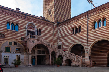 Obraz premium Verona, Italy – March 2019. the Achille Forti Modern Art Gallery in the Palazzo della Ragione complex is Museum featuring modern works of art, Verona, Italy, Europe
