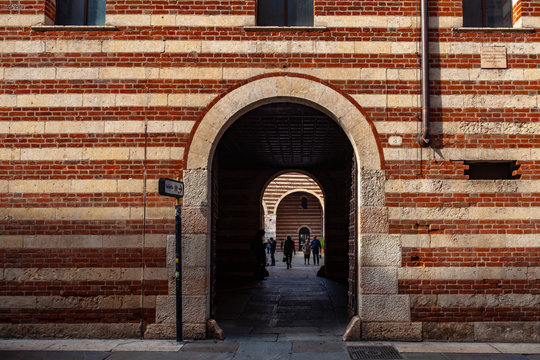 Verona, Italy &ndash; March 2019.  the Achille Forti Modern Art Gallery in the Palazzo della Ragione complex is Museum featuring modern works of art, Verona, Italy, Europe