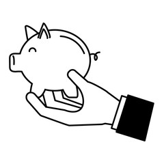 hand with piggy bank saving