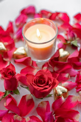 Obraz na płótnie Canvas Pink red rose petals romantic background