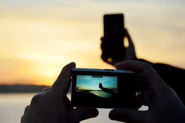 Taking smart phone photo with digital camera 