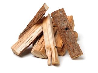 Pile of firewood isolated on a white background